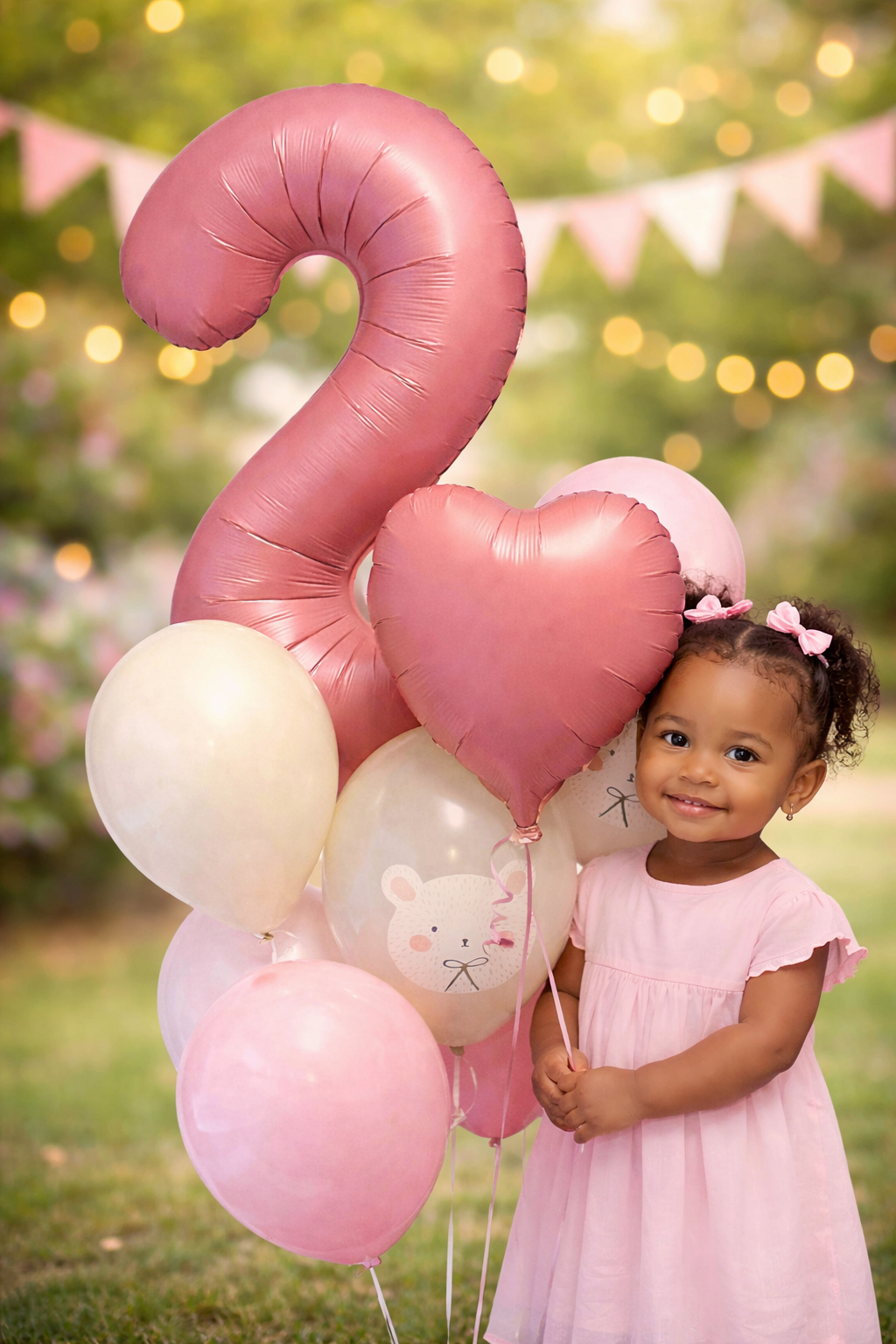 Een cijfer en 8 ballonnen.