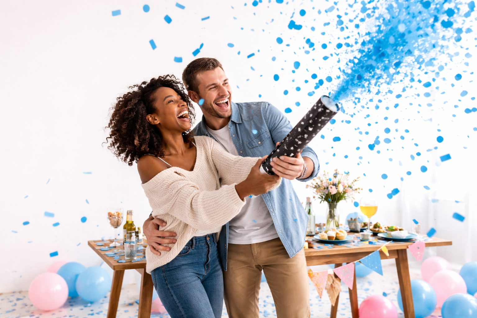 Confetti gender reveal boy